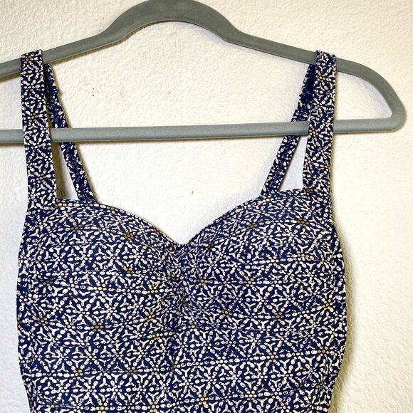 NEW Niptuck Joanne One Piece Ruched Bathing Swimsuit Navy Blue Gold 4 - Picture 5 of 7